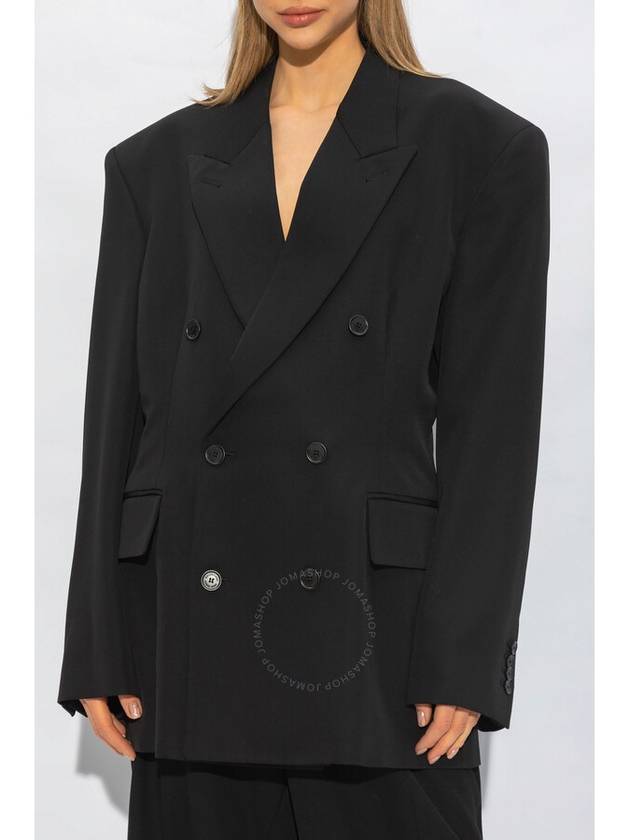 Balenciaga Cinched Double Breasted Wool Jacket Black