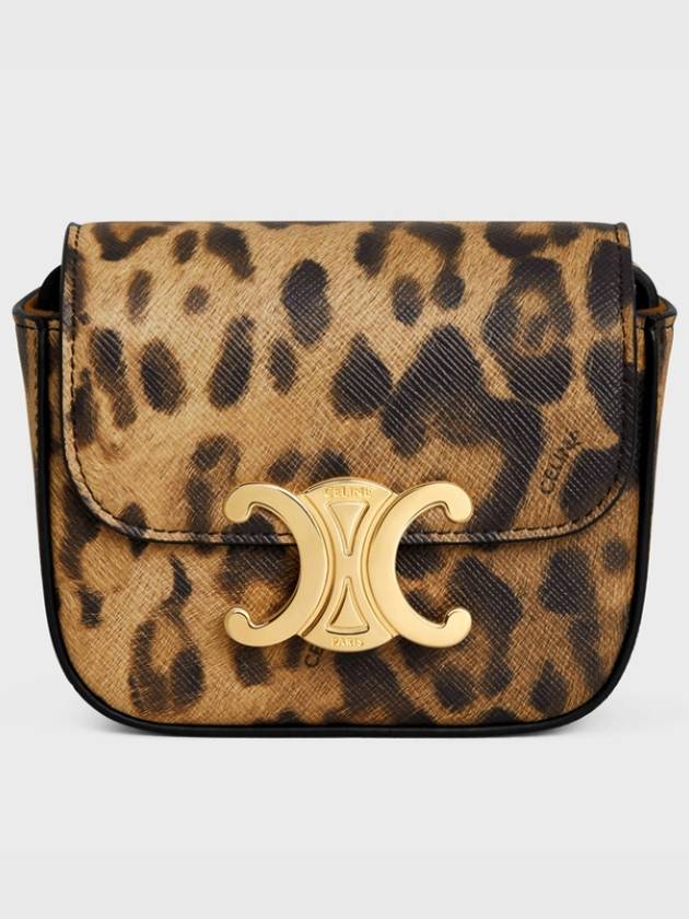 CELINE Mini Claude Leopard Print Canvas Cross Bag