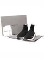 Balenciaga Black White Knit Speedrunner Clear Sole Men s Sneakers 39