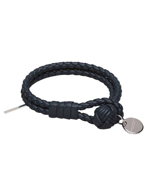 Bottega Veneta Intrecciato Double Weaving Bracelet Navy