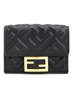 Fendi FF Baguette Flap Card Half Wallet Black