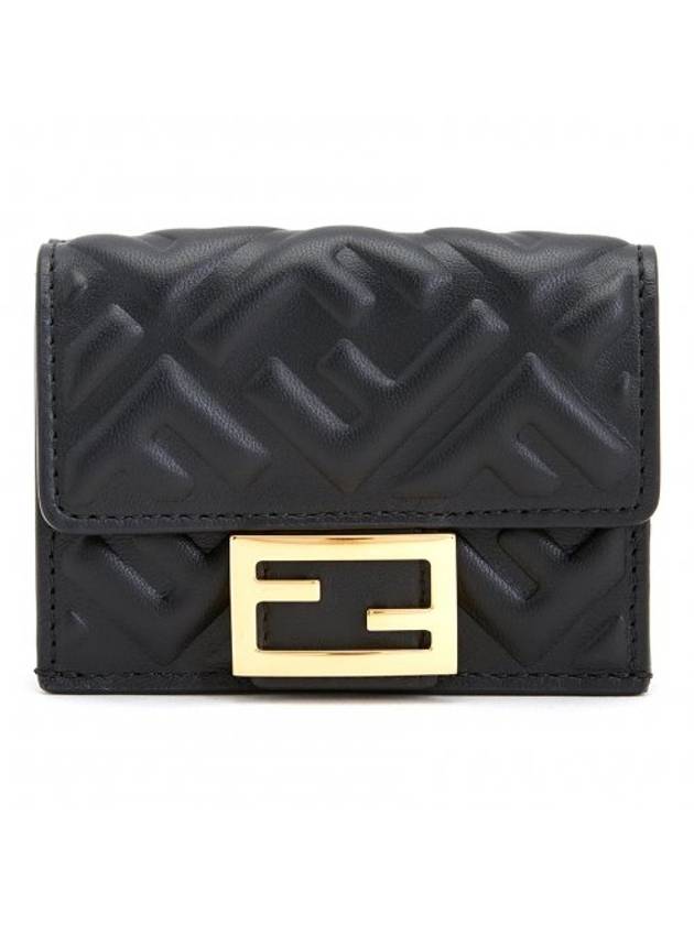 Fendi FF Baguette Flap Card Half Wallet Black