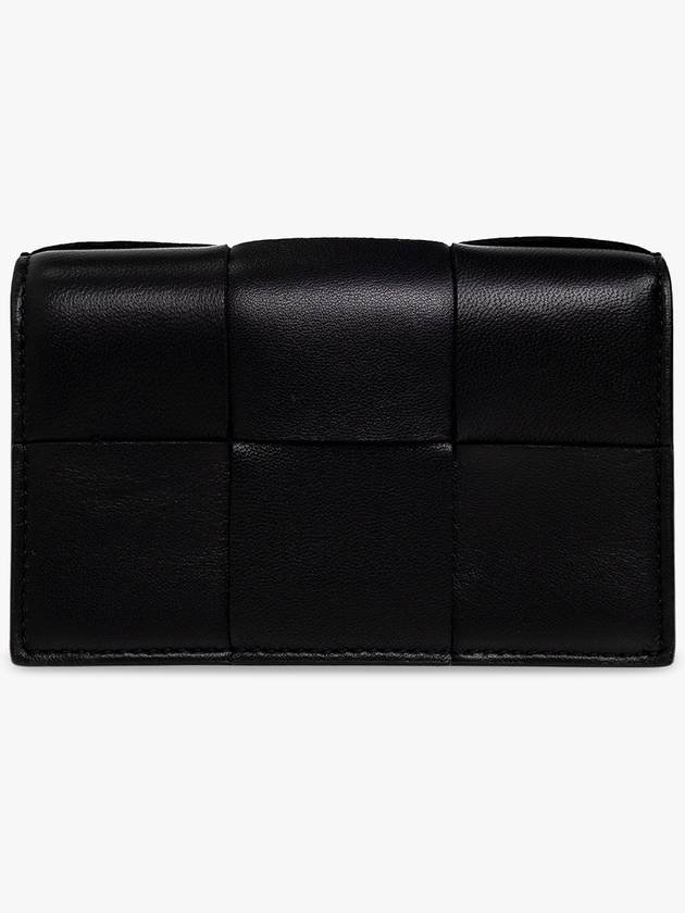 Bottega Veneta Intrecciato Flap Card Wallet Black