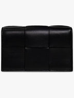 Bottega Veneta Intrecciato Flap Card Wallet Black