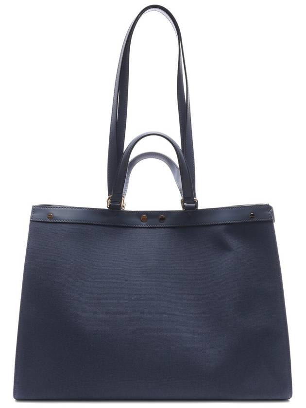 Fendi Logo Pattern Medium Canvas Tote Bag Blue