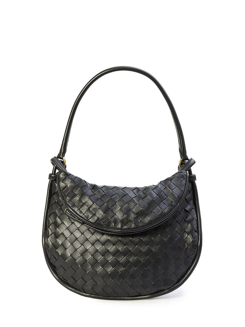 Bottega Veneta Women's Medium Gemelli Leather Shoulder Bag in Black | 764281VCPP1 Color 1019