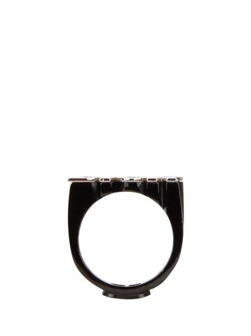 Icon Logo Brass Ring Black Silver Dior