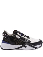 Fendi Flow FF Jacquard Leather Running Low Top Sneakers Black