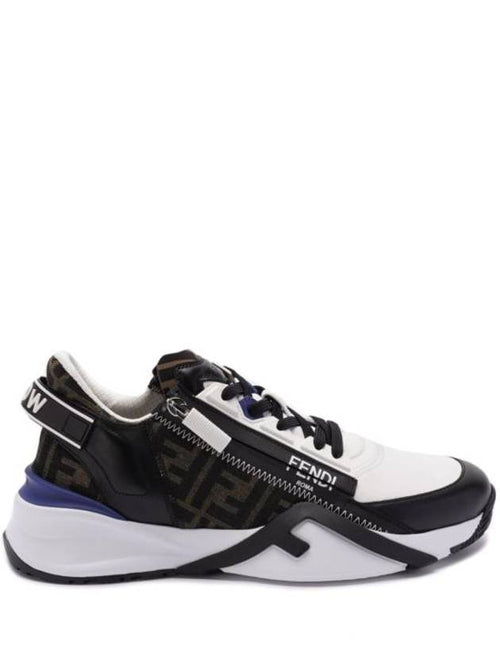 Fendi Flow FF Jacquard Leather Running Low Top Sneakers Black