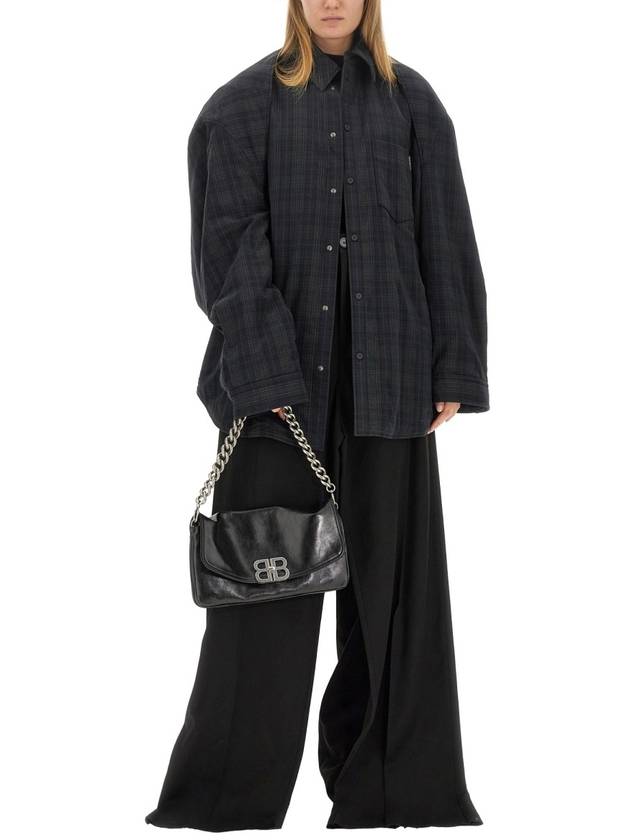 Balenciaga Checked Pattern Long Sleeve Shirt Grey