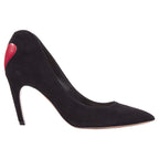 Dior Dioramour Leather Heart Suede Curved Heeled Pumps