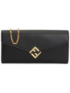 Fendi FF Diamond Continental Chain Long Wallet Black