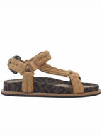 Fendi FF Jacquard Fabric Sandals Brown