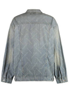Balenciaga Logo Print Denim Jacket Blue