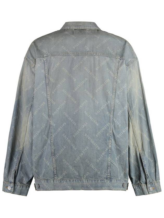 Balenciaga Logo Print Denim Jacket Blue