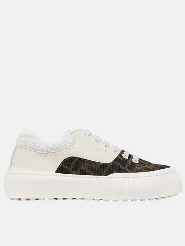 Fendi Kids Force Leather Low Top Sneakers White