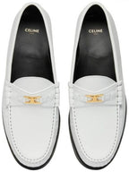 CELINE Luco Triomphe Polished Bull Loafers White