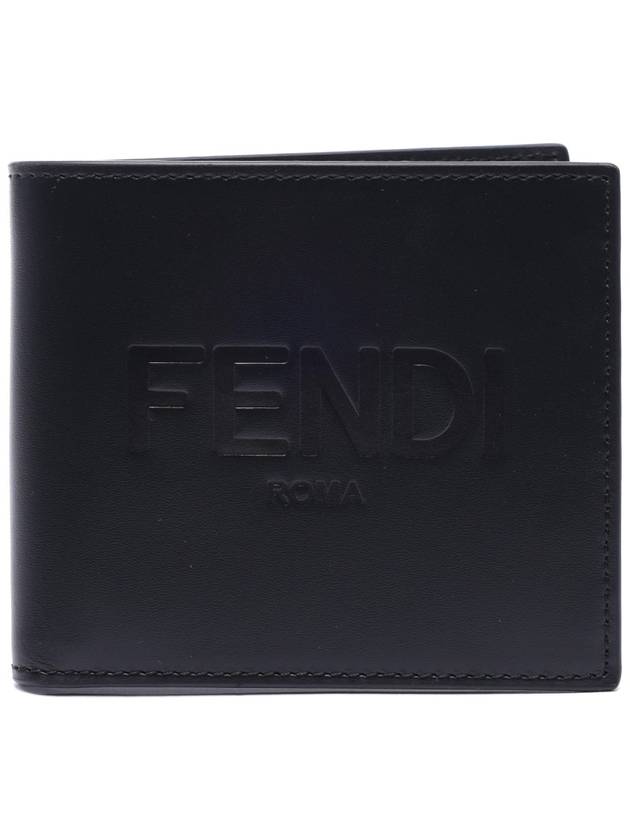 Fendi Logo Stamp Half Wallet Black