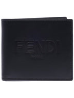 Fendi Logo Stamp Half Wallet Black