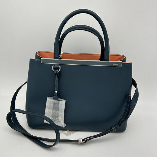 FENDI Vitello Dolce Century Petite 2Jours Tote Blue Rosa Doll LA11433