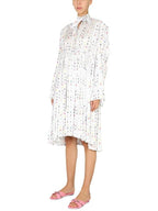 Balenciaga printed knee length long dress white