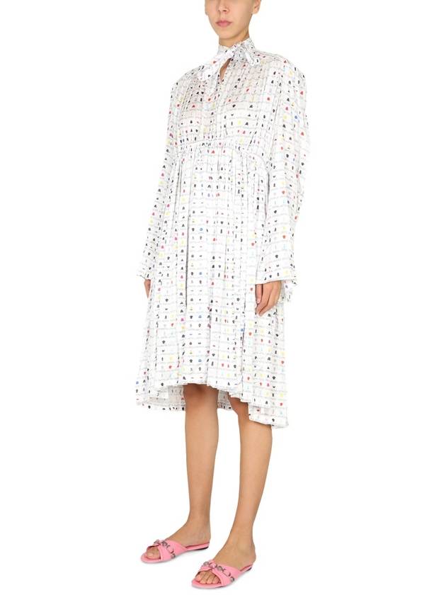 Balenciaga printed knee length long dress white