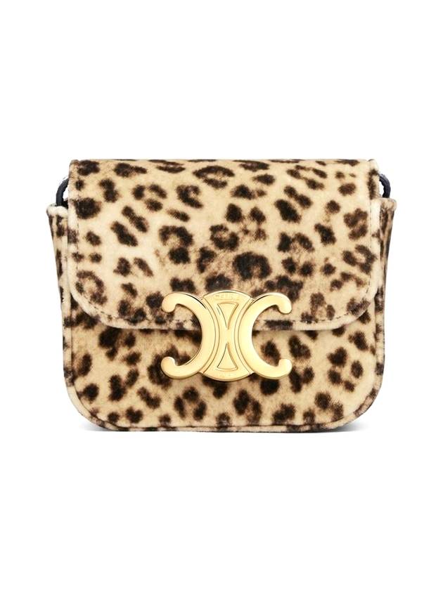 CELINE Mini Claude Leopard Print Velvet Cross Bag