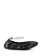 Fendi Filo Leather Ballerina Flat Black