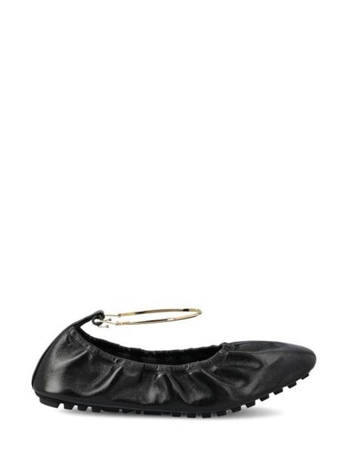 Fendi Filo Leather Ballerina Flat Black