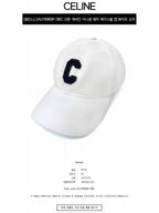 CELINE Initial C Patch Cotton Ball Cap White