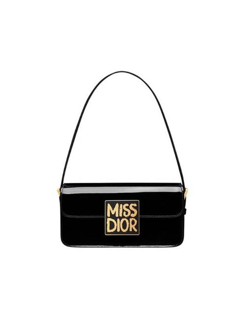 Flap Patent Calfskin Tote Bag Black Dior
