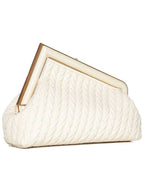 Fendi braided fabric oversized clutch bag white
