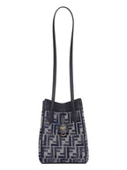 Fendi Origami Small FF Chenille Bucket Bag Dark Blue