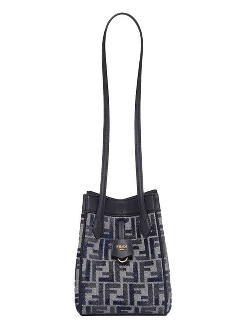 Fendi Origami Small FF Chenille Bucket Bag Dark Blue