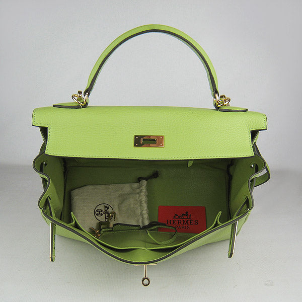 Hermes Kelly 32cm Togo Leather Handbag 6108 Green Golden