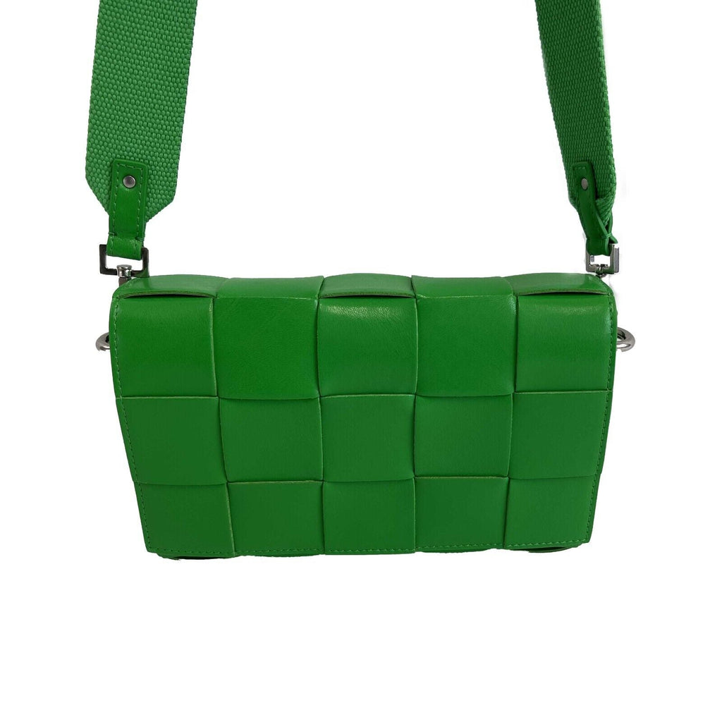 BOTTEGA VENETA NEW Parkeet Green Leather Cassette Crossbody w/ Coin Purse