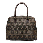 Fendi Zucca Handbag Tote Bag Brown Canvas Leather  Fendi