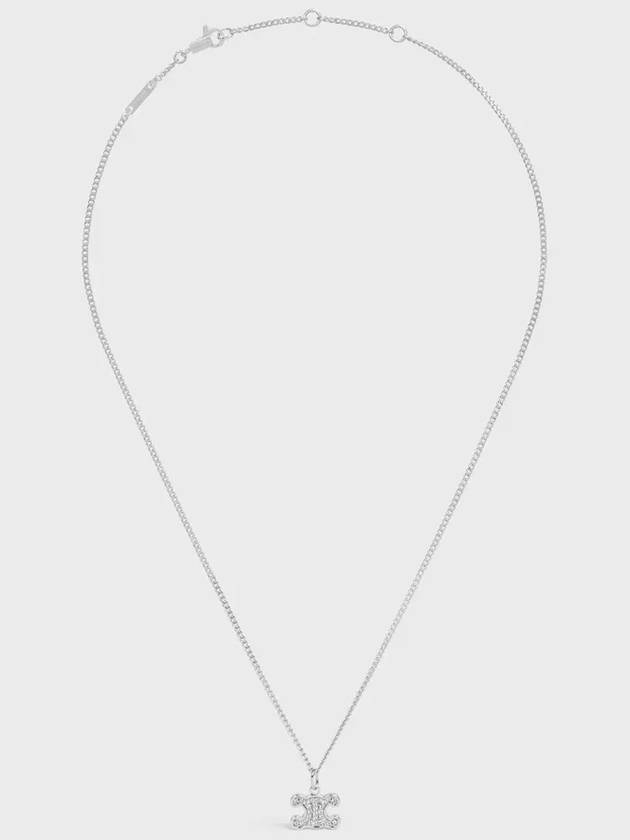 CELINE Triomphe Rhinestone Brass Crystal Necklace Silver