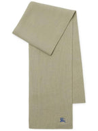 Burberry Embroidered Logo Rib Cashmere Scarf Green