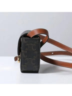 CELINE Mini Triomphe Canvas Calfskin Crossbody Bag Tan