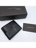 Bottega Veneta Intrecciato Cassette Half Wallet Black