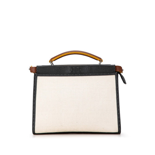 Fendi Mini Peekaboo Selleria Canvas Leather Handbag 7VA422