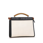 Fendi Mini Peekaboo Selleria Canvas Leather Handbag 7VA422