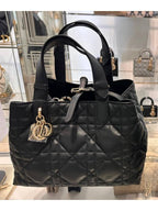 Toujours Macrocannage Calfskin Medium Tote Bag Black Dior
