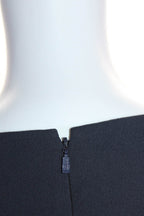 Chloe Womens Navy Blue Crew Neck Zip Black Long Sleeve A-Line Dress