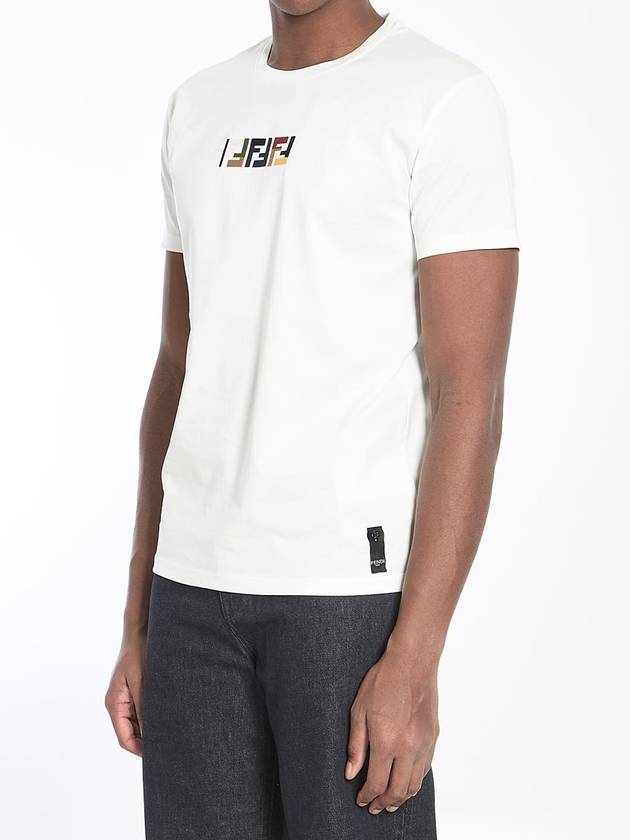 Fendi Embroidered Logo Short Sleeve T-Shirt White