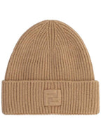 Fendi Logo Knit Beanie Beige