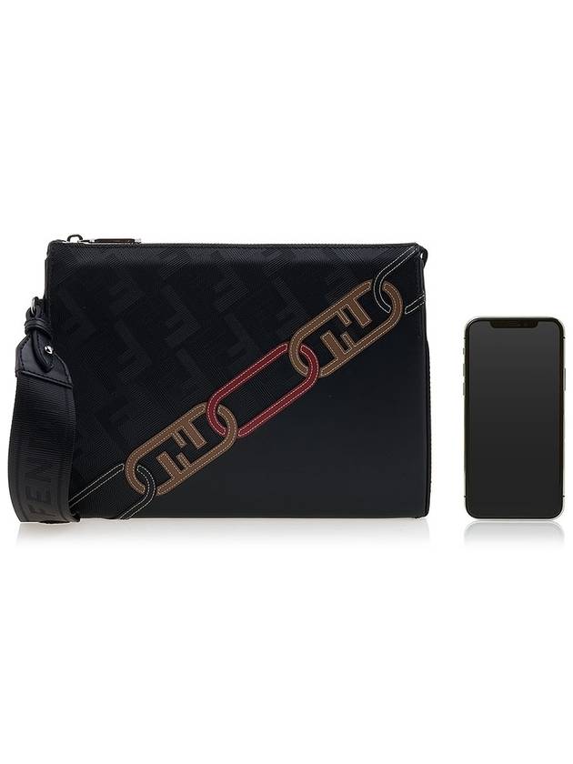 Fendi Men's O Lock FF Chain Print Clutch Bag Back