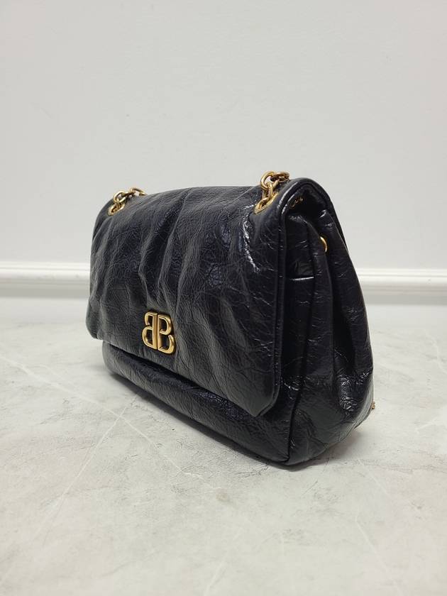 Balenciaga Black Calfskin Vintage Gold Monaco Mini Chain Shoulder Bag