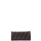 F is Fendi Continental Chain Wallet Zucca Embossed Leather